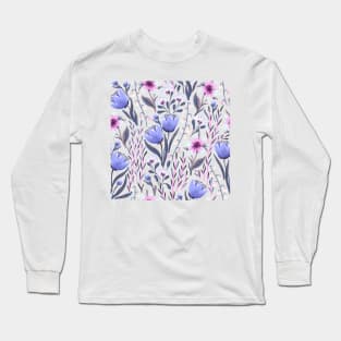 Fruit tree and leaves pattern with purple nuances Long Sleeve T-Shirt